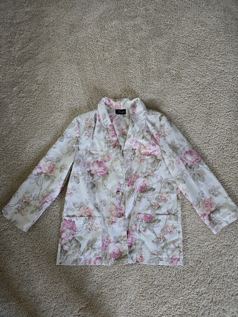 Vintage Radcliffe Womens 14 Large Floral Lightweight Blazer Jacket